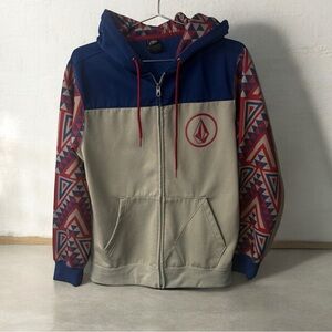 Volcom Blue and Red Geometric Hoodie